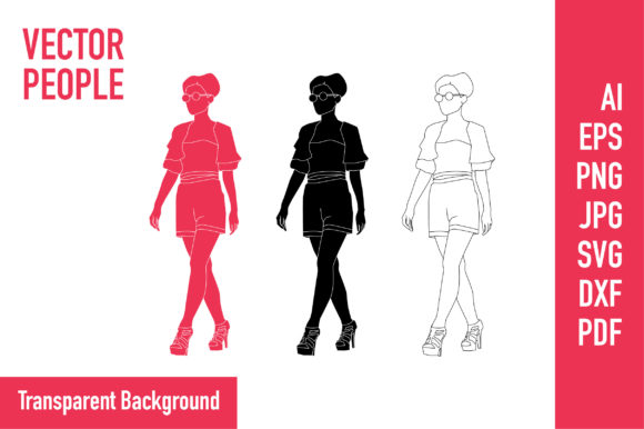 Vector of Retro Woman Walking