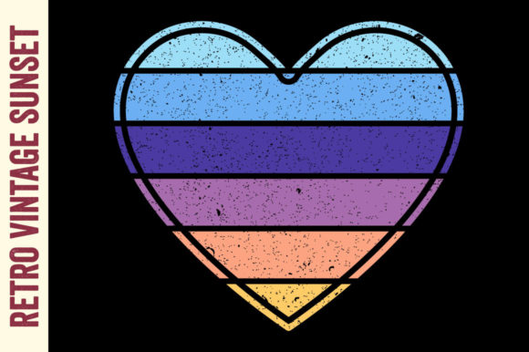 Vintage Sunset Love Striped Graphics
