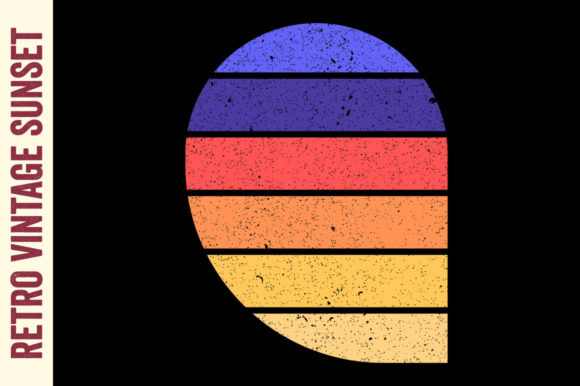 Vintage Sunset Retro Circle Striped Sun