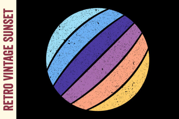 Vintage Sunset Striped Empty Circle