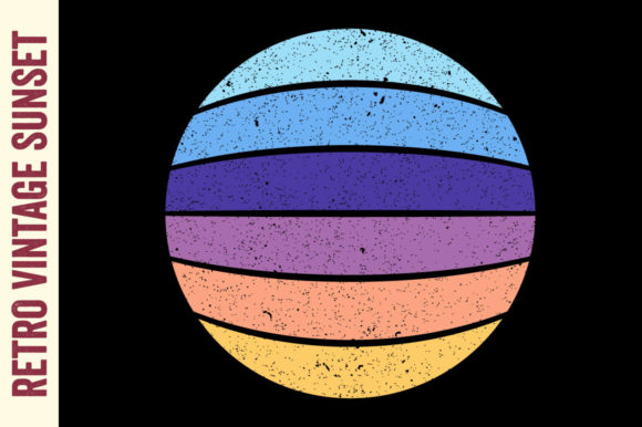 Vintage Sunset Striped Graphics
