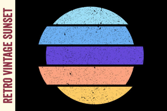 Vintage Sunset Vector Illustration Beach